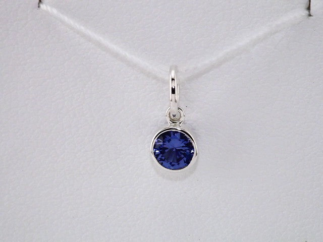 14K White Gold Posh Mommy® Imitation Blue Zircon Charm/Pendant – image 3