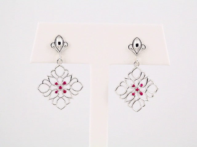 Sterling Silver & 14K White Gold Natural Ruby Earrings – image 3