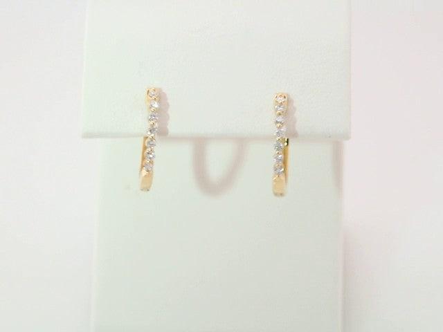 14K Yellow Gold 1/5 CTW Natural Diamond Hinged 15.25 mm Hoop Earrings – image 3
