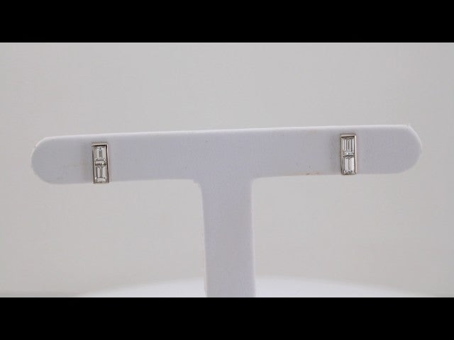 14K White Gold 1/4 CTW Natural Diamond Bar Earrings – image 3