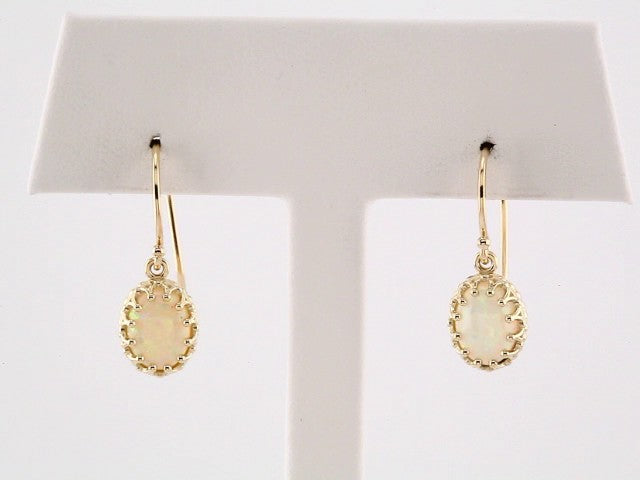 14K Yellow Gold Natural White Opal Earrings – image 3
