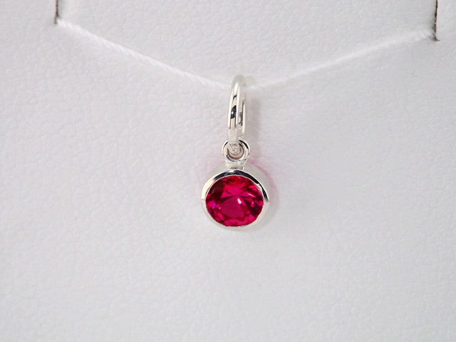 14K White Gold Posh Mommy® Imitation Ruby Charm/Pendant – image 3