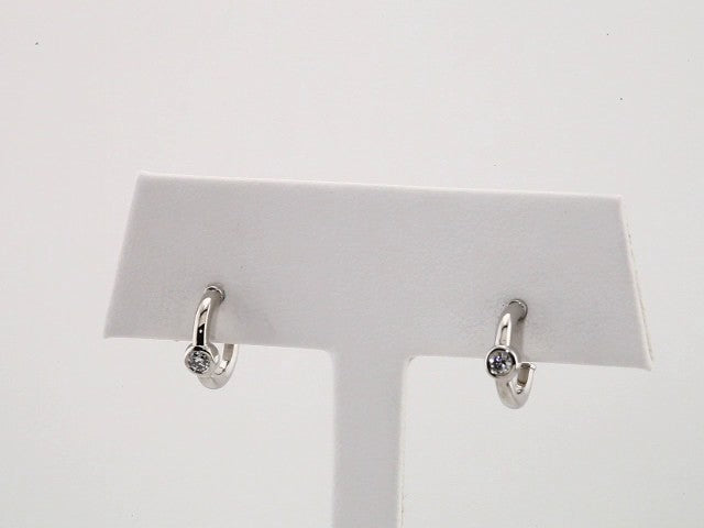 Platinum 1/8 CTW  Natural Diamond Huggie Hoop Earrings – image 3