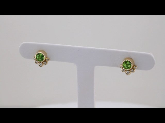14K Yellow Gold Natural Peridot & 1/8 CTW Natural Diamond Earrings – image 3