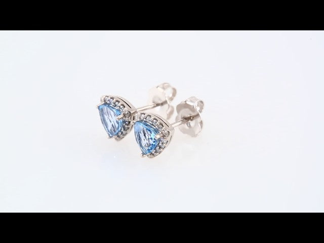 Platinum Natural Swiss Blue Topaz & 1/8 CTW Natural Diamond Earrings – image 3