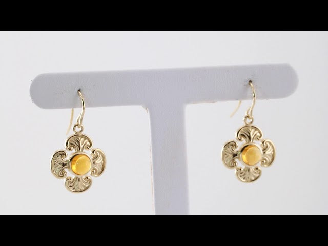 14K White Gold Natural Citrine Maltese Cross Earrings – image 3