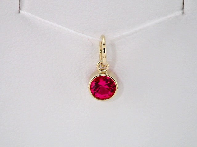 14K Yellow Gold Posh Mommy® Imitation Ruby Charm/Pendant – image 3