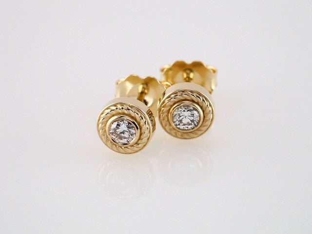 14K Yellow Gold 1/5 CTW Natural Diamond Rope Earrings – image 2