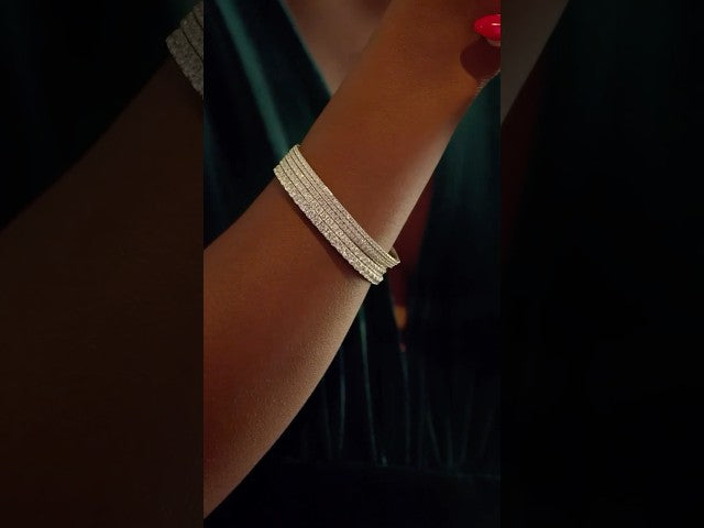 14K Yellow Gold 2 CTW Natural Diamond Flexible Bangle 7" Bracelet – image 5