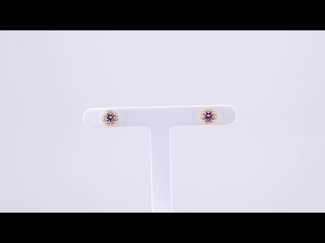 14K Yellow Gold 6 mm Natural Pink Tourmaline & 1/4 CTW Natural Diamond Halo-Style Earrings – image 3