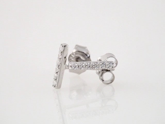 14K White Gold 1/10 CTW Natural Diamond Bar Earrings – image 3
