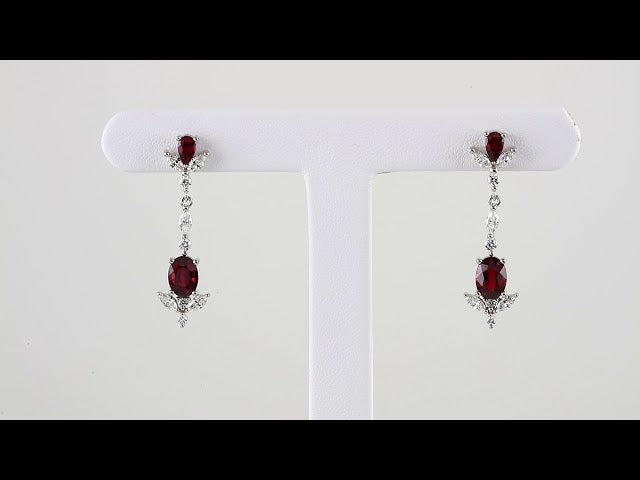 Sterling Silver Natural Ruby & 3/4 CTW Natural Diamond Dangle Earrings – image 3