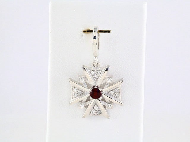 Sterling Silver Natural Mozambique Garnet & 1/6 CTW Natural Diamond Charm/Pendant – image 3