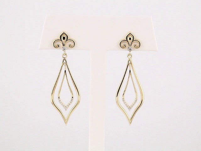 14K Yellow Gold 1/10 CTW Natural Diamond Fleur-de-lis Earrings – image 3