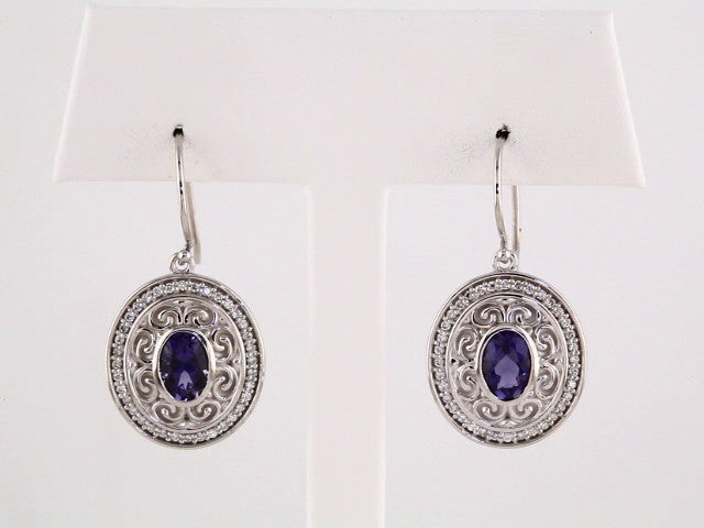14K White Gold Natural Iolite & 1/3 CTW Natural Diamond Earrings – image 3