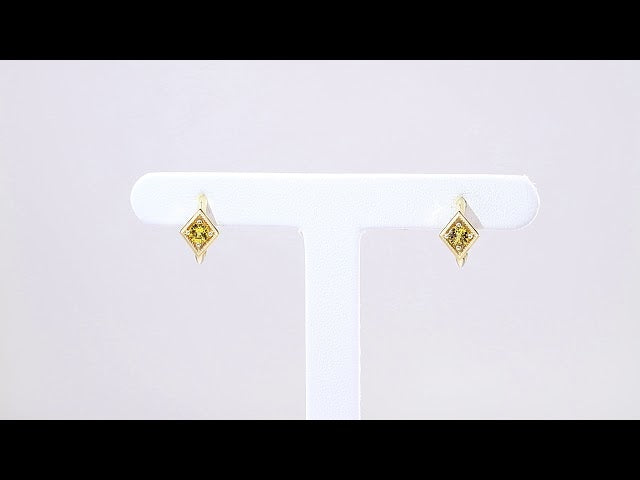14K Yellow Gold Natural Yellow Sapphire Geometric 13.58 mm Hoop Earrings – image 4