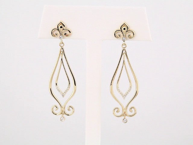 14K Yellow Gold 1/6 CTW Natural Diamond Fleur-de-lis Earrings – image 3