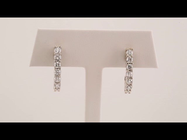 14K White Gold 1 1/4 CTW Natural Diamond J-Hoop Earrings – image 3