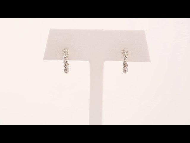 14K White Gold .08 CTW Natural Diamond 11.2 mm Hoop Earrings – image 3