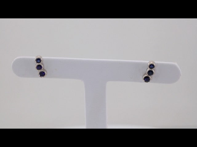 Sterling Silver Lab-Grown Blue Sapphire Ear Climbers – image 4