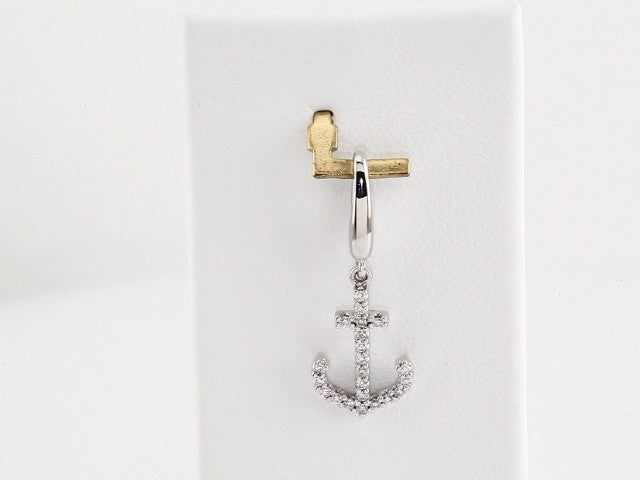 14K White Gold 1/8 CTW Natural Diamond Anchor Charm/Pendant – image 3