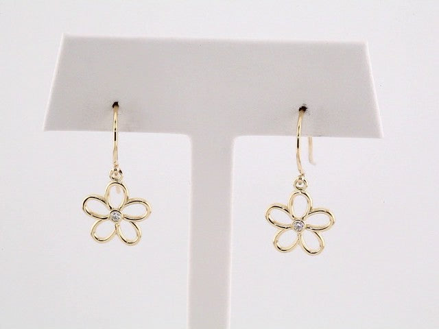 14K Yellow Gold .06 CTW Natural Diamond Flower Earrings – image 3