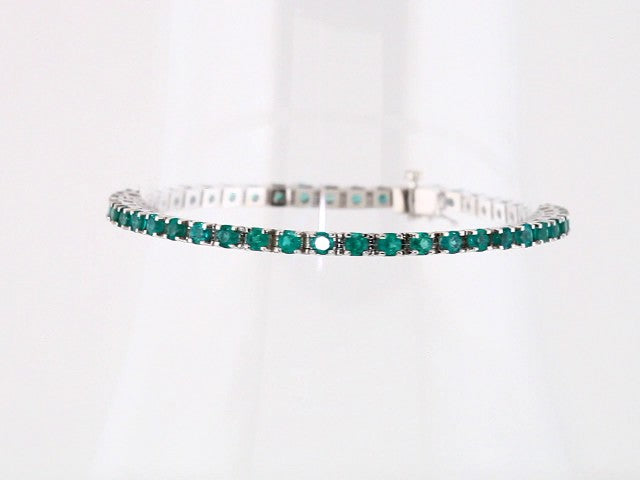 Platinum Natural Emerald Line 7" Bracelet – image 4