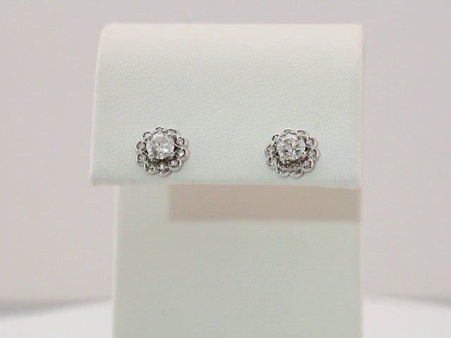 Sterling Silver 5/8 CTW Natural Diamond Halo-Style Earrings – image 3