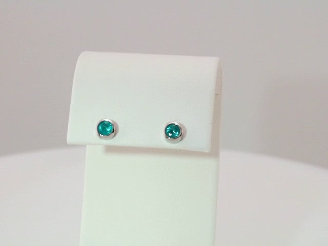 Platinum Natural Blue Zircon Bezel-Set Earrings – image 3