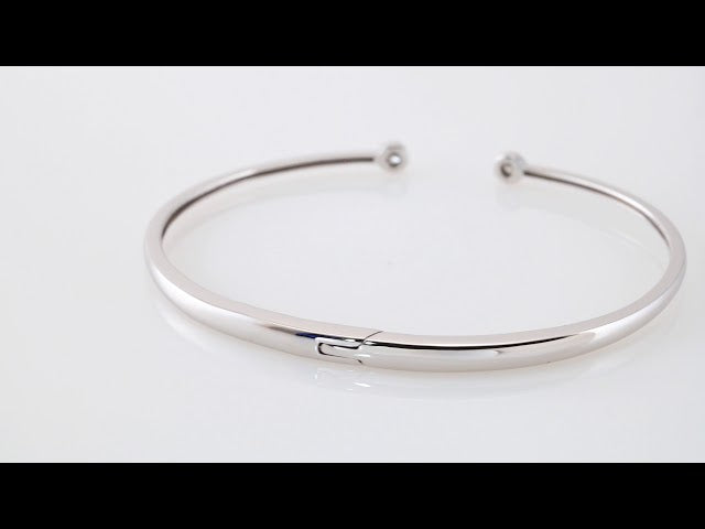 14K White Gold 1/6 CTW Natural Diamond Hinged Cuff 7" Bracelet – image 2