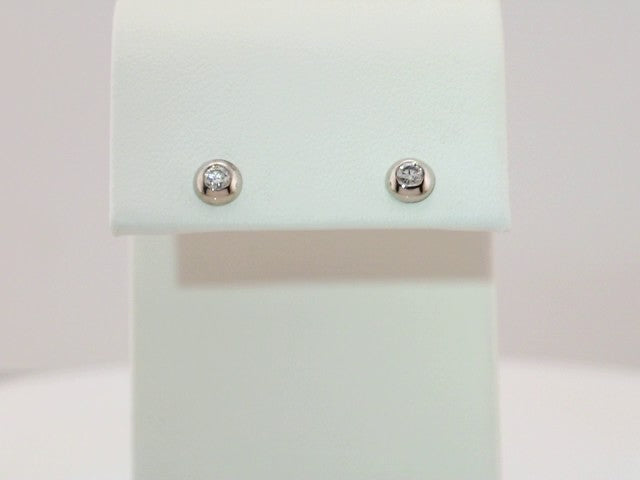 Platinum 1/8 CTW Natural Diamond Domed Stud Earring – image 3