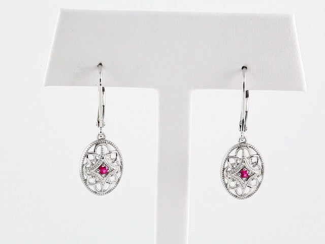 Sterling Silver Natural Ruby Lever Back Earrings – image 3