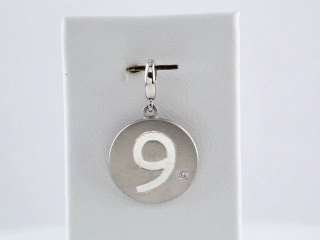 Sterling Silver .005 CT Natural Diamond Numeral 9 Charm/Pendant – image 4