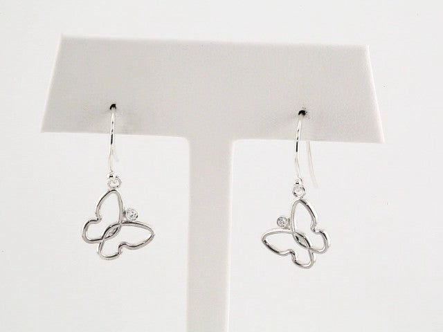 Sterling Silver .04 CTW Natural Diamond Butterfly Earrings – image 3