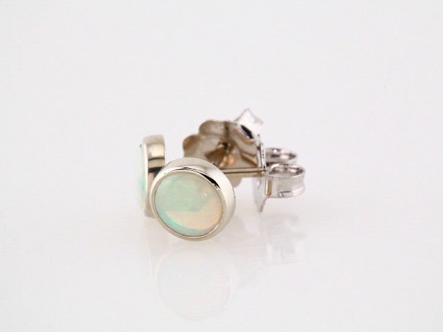 14K White Gold Natural White Opal Earrings – image 3