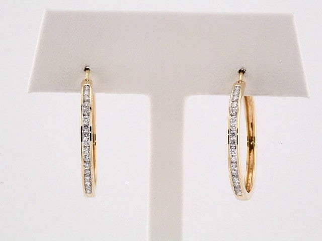 14K Yellow Gold 1/2 CTW Natural Diamond Hoop Earrings – image 3