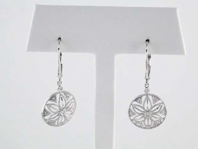 Sterling Silver .08 CTW Natural Diamond Lever Back Earrings – image 3