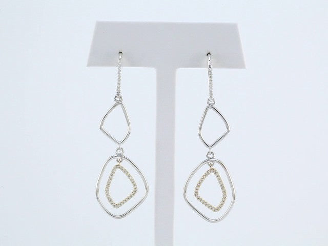 Sterling Silver & 14K Yellow Gold 3/8 CTW Natural Diamond Open Silhouette Earrings – image 3