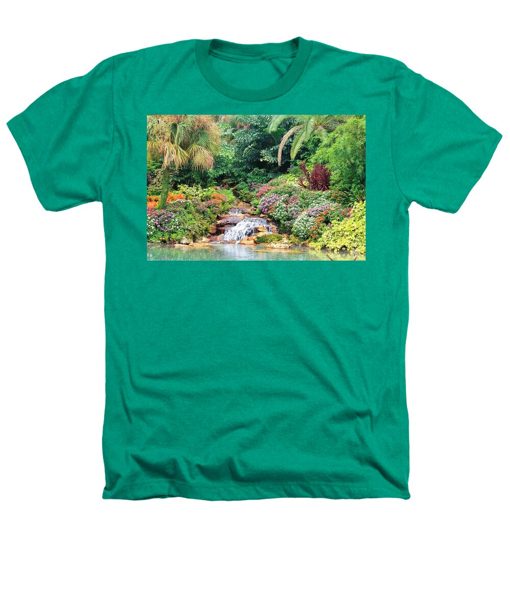 Serene Tropical Garden and Waterfall in Orlando, Florida - Heathers T-Shirt