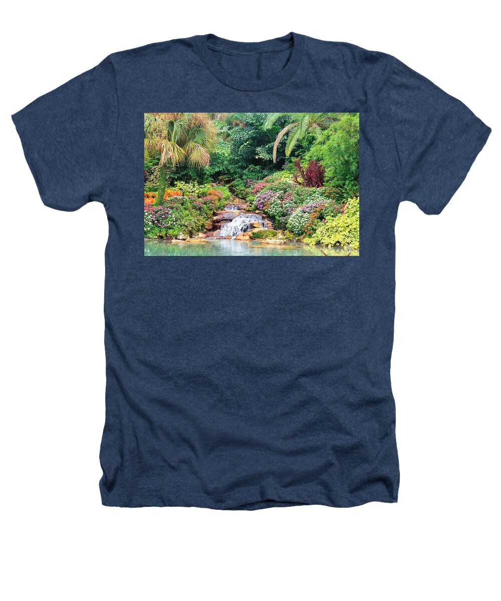 Serene Tropical Garden and Waterfall in Orlando, Florida - Heathers T-Shirt