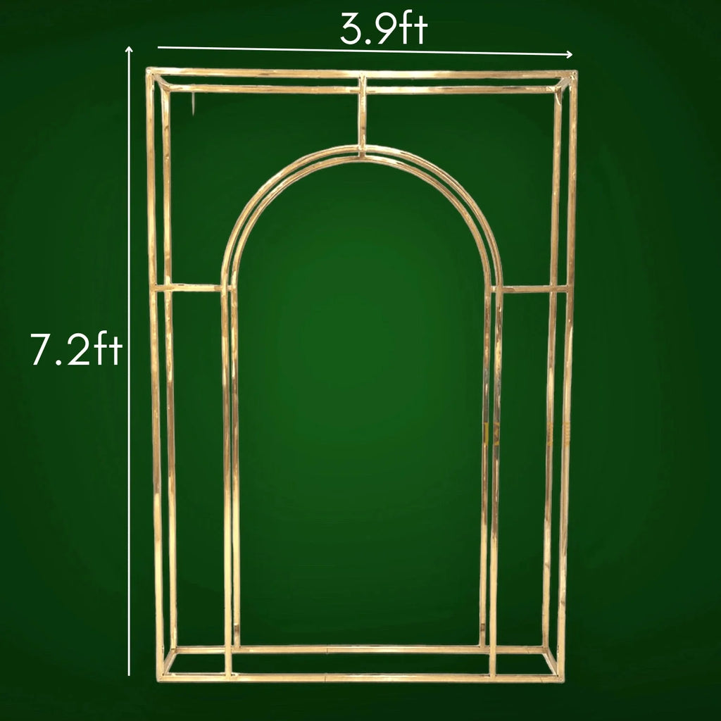 Shiny Gold Arched Wedding Backdrop Stand - 7.2 FT