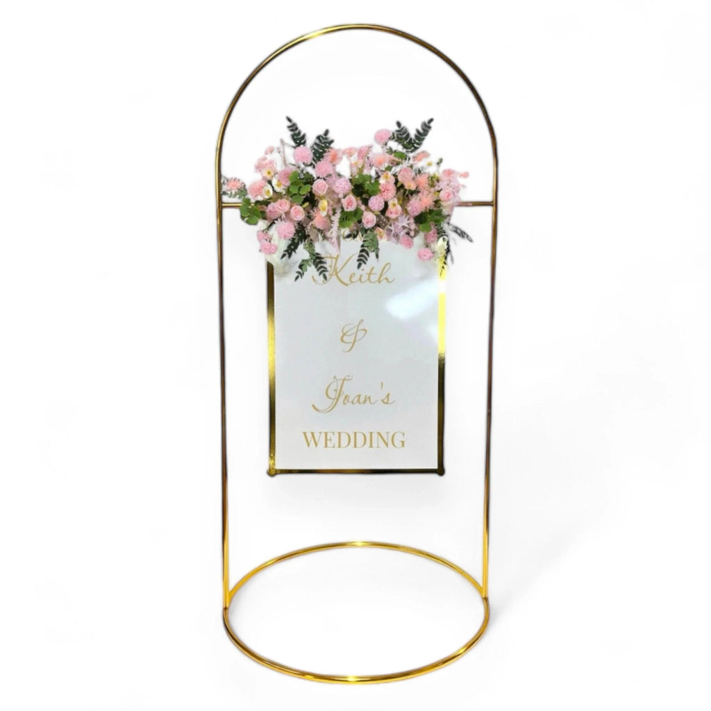 Shiny Gold Round Wedding Arch Metal Stand for Welcome Sign