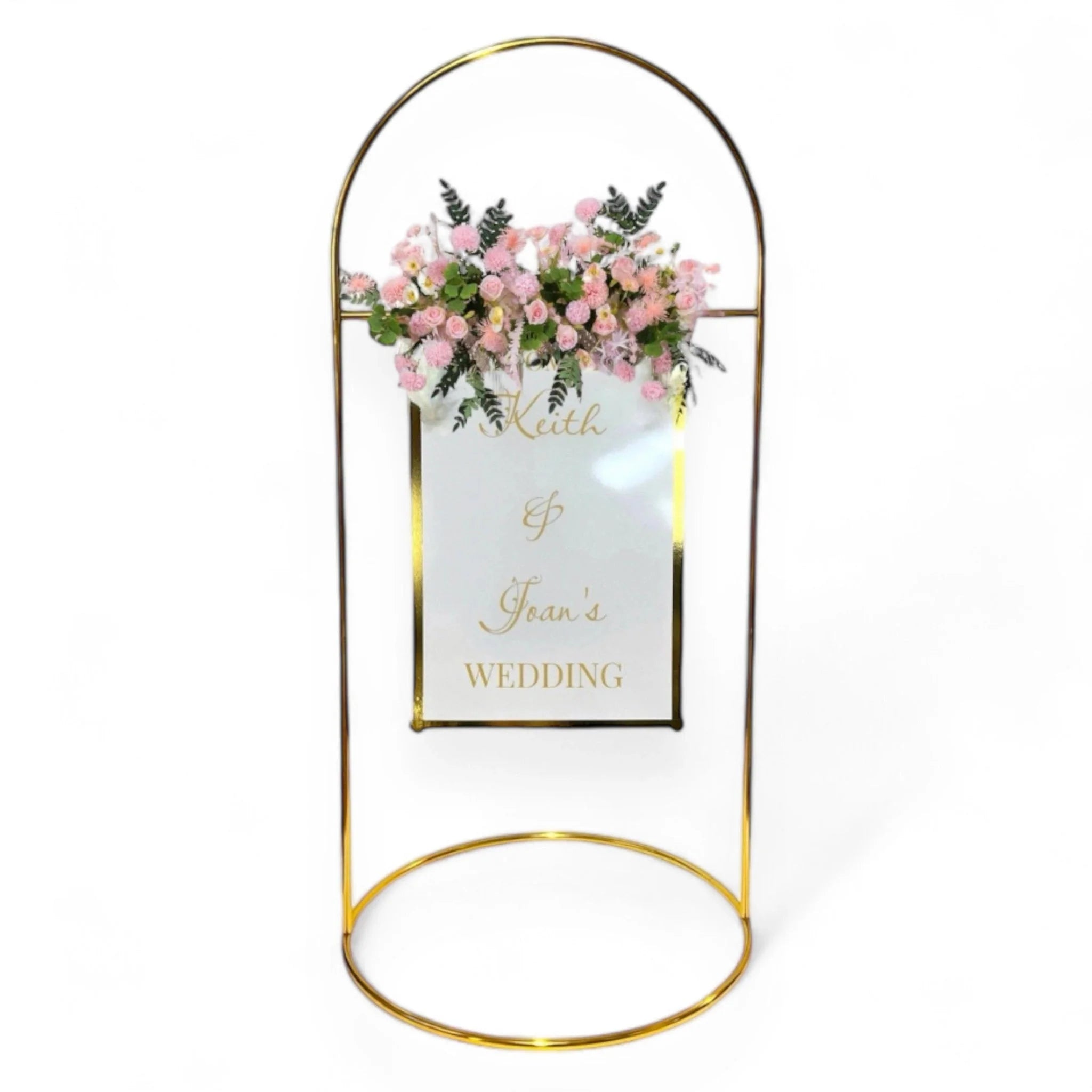 Shiny Gold Round Wedding Arch Metal Stand for Welcome Sign