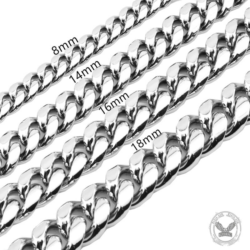 Silver Color Thick Cuban Chain Stainless Steel Necklace