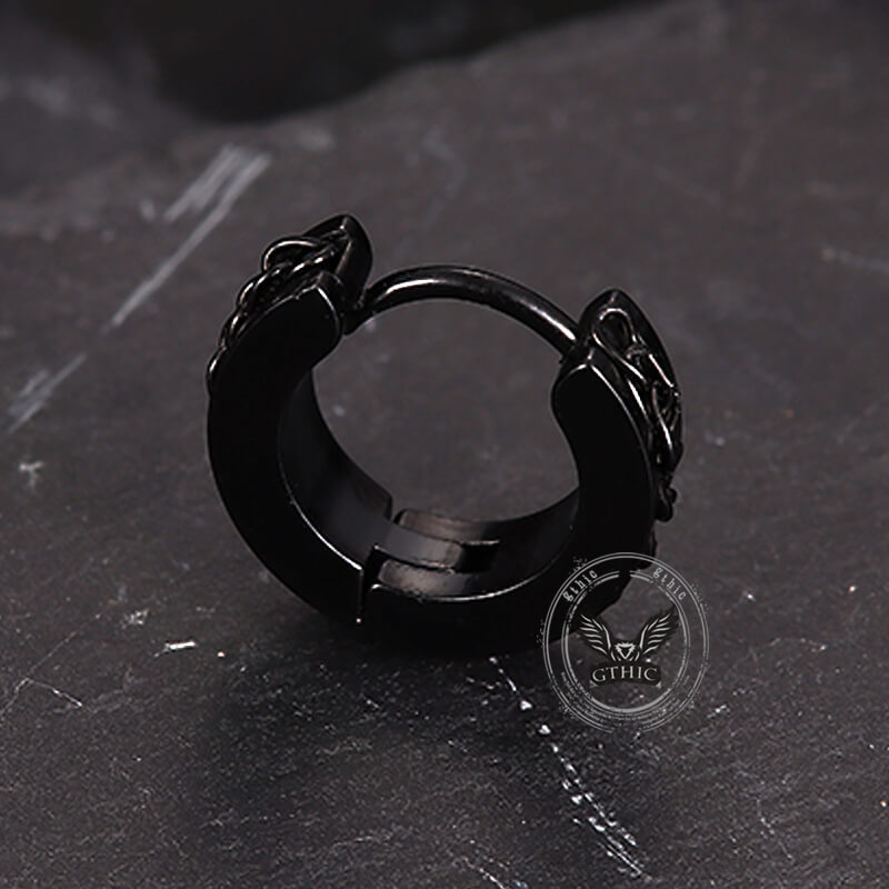 Simple Chain Design Stainless Steel Hoop Earrings