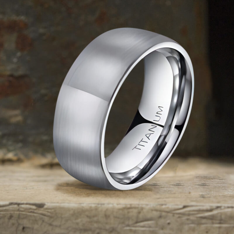 Simple Curved Brushed Titanium Engagement Ring