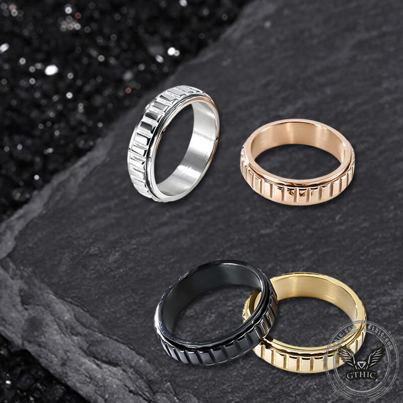 Simple Gear Stainless Steel Spinner Ring