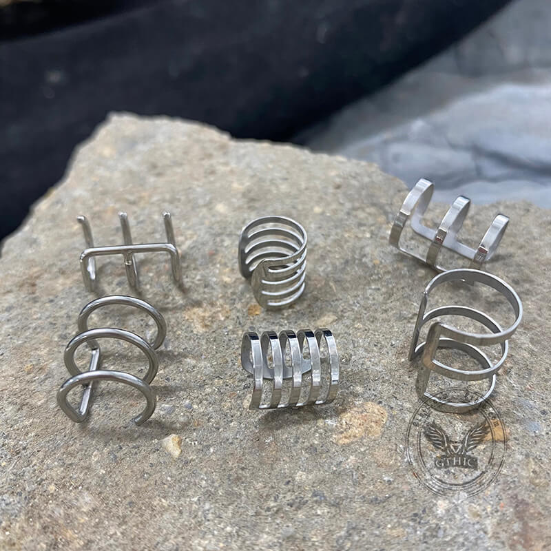 Simple Stainless Steel Ear Cuffs Set