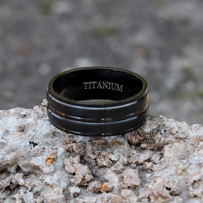 Simple Titanium Black Band Ring