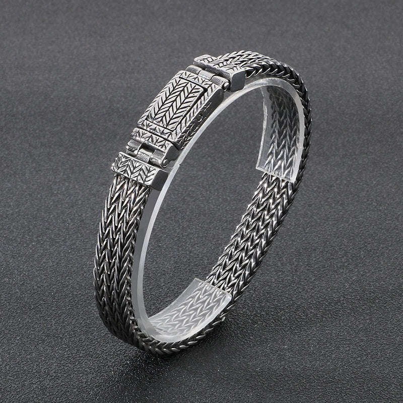 Simple Wheat Braided Stainless Steel Bracelet